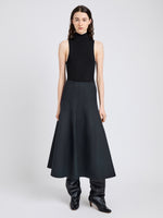 Proenza Schouler Front full length image of model wearing Heidi Skirt in Outerwear Cotton in Vulcan
