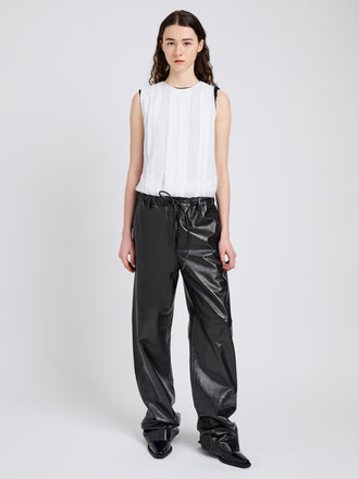 Proenza Schouler Front full length image of model wearing Magnus Pant in Lightweight Leather in Black