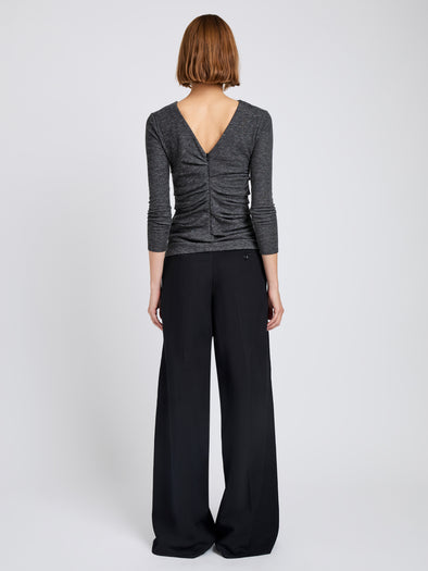Proenza Schouler Back full length image of model wearing Lydia Pant in Drapey Suiting in Black