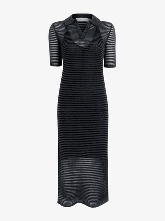 Proenza Schouler Still Life image of Meline Dress in Cashmere Silk Stripe in Grey, black