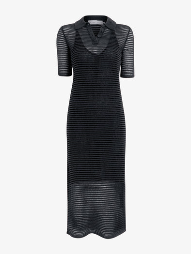 Proenza Schouler Still Life image of Meline Dress in Cashmere Silk Stripe in Grey, black