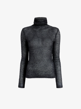 Proenza Schouler Still Life image of Hailey Sweater in Cashmere Silk Stripe in Grey, black