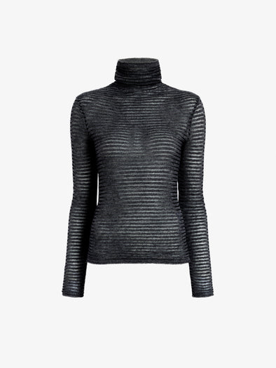 Proenza Schouler Still Life image of Hailey Sweater in Cashmere Silk Stripe in Grey, black