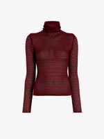 Proenza Schouler Still Life image of Hailey Sweater in Cashmere Silk Stripe in Claret, black