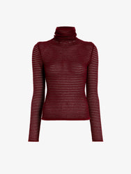 Proenza Schouler Still Life image of Hailey Sweater in Cashmere Silk Stripe in Claret, black