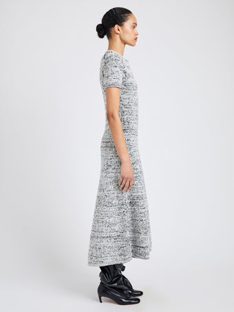 Proenza Schouler Side full length image of model wearing Mel Dress in Marled Cotton in Navy, black ombre