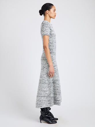 Proenza Schouler Side full length image of model wearing Mel Dress in Marled Cotton in Navy, black ombre