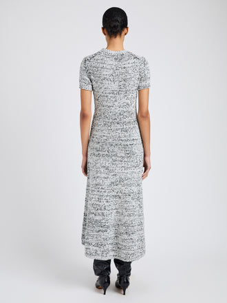 Proenza Schouler Back full length image of model wearing Mel Dress in Marled Cotton in Navy, black ombre