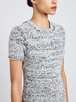 Proenza Schouler Detail image of model wearing Mel Dress in Marled Cotton in Navy, black ombre