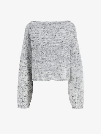 Proenza Schouler Still Life image of Maddox Sweater in Marled Cotton in Bone, black melange
