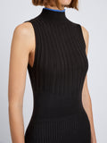 Proenza Schouler Detail image of model wearing Ezme Dress in Souffle Knit in Chicory