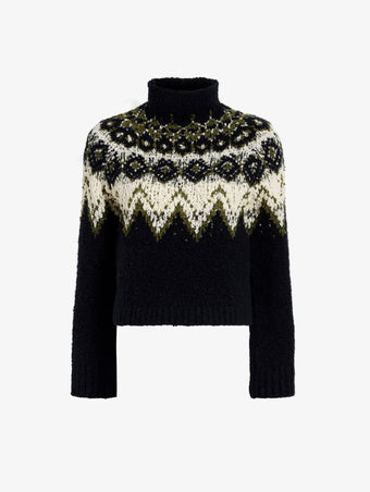 Proenza Schouler Still Life image of Lizzy Sweater in Textured Fairisle in Black Multi