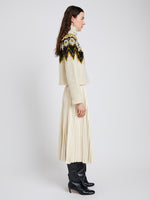 Proenza Schouler Side full length image of model wearing Lizzy Sweater in Textured Fairisle in Cream Multi