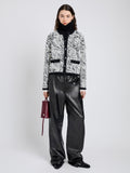 Proenza Schouler Front full length image of model wearing Amina Jacket in Jacquard Alpaca in Black, white zebra