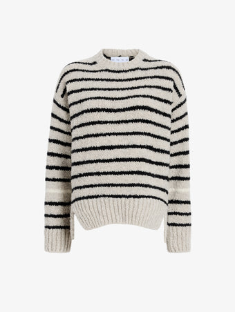 Proenza Schouler Still Life image of Leonie Sweater in Stripe Wool in Dark Grey Multi