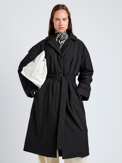 Proenza Schouler Front cropped image of model wearing Saphira Coat in Paracute Cotton in Black