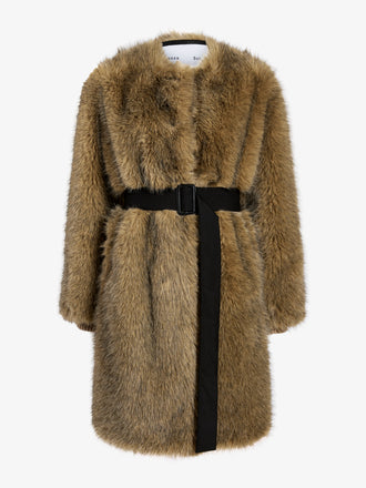 Proenza Schouler Still Life image of Khai Coat in Faux Fur in Natural
