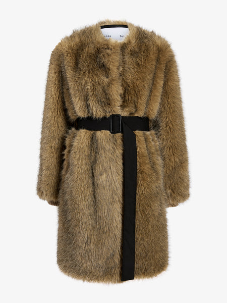 Proenza Schouler White Label Khai Coat in Faux Fur - Natural