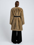 Proenza Schouler Back full length image of model wearing Khai Coat in Faux Fur in Natural