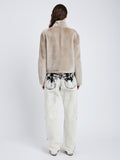 Proenza Schouler Back full length image of model wearing Scarlett Jacket in Shearling in Sand