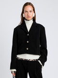 Proenza Schouler Front cropped image of model wearing Nima Jacket in Corduroy in Black