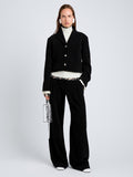 Proenza Schouler Front full length image of model wearing Nima Jacket in Corduroy in Black