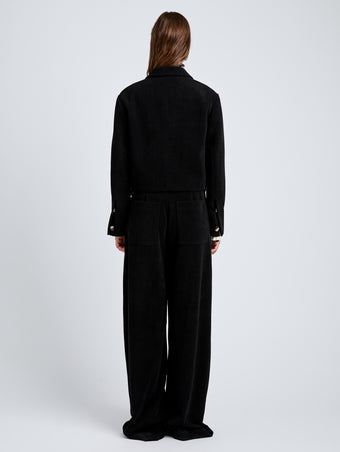 Proenza Schouler Back full length image of model wearing Nima Jacket in Corduroy in Black