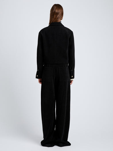 Proenza Schouler Back full length image of model wearing Nima Jacket in Corduroy in Black