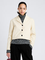 Proenza Schouler Front cropped image of model wearing Nima Jacket in Corduroy in Off White