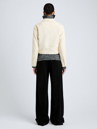 Proenza Schouler Back full length image of model wearing Nima Jacket in Corduroy in Off White