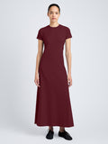 Proenza Schouler Front full length image of model wearing Noelle Dress in Eco Jersey in Wine