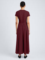 Proenza Schouler Back full length image of model wearing Noelle Dress in Eco Jersey in Wine