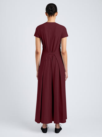 Proenza Schouler Back full length image of model wearing Noelle Dress in Eco Jersey in Wine