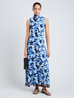 Proenza Schouler Front full length image of model wearing Valentina Dress in Printed Soft Jersey in InkSky