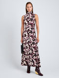 Proenza Schouler Front full length image of model wearing Valentina Dress in Printed Soft Jersey in WineOrchid