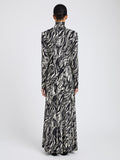 Proenza Schouler Back full length image of model wearing Mabel Dress in Marble Jersey in Asphalt Multi