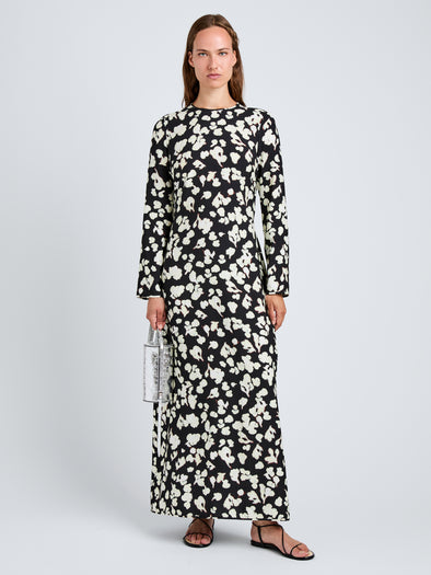 Waverly Dress in Printed Soft Twill Black Floral | Proenza Schouler White Label Official Site Waverly Dress in Printed Soft Twill Black Floral | Proenza Schouler White Label Official Site