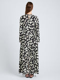 Proenza Schouler Back full length image of model wearing Waverly Dress in Printed Soft Twill in Black Floral