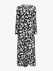 Proenza Schouler Still Life image of Waverly Dress in Printed Soft Twill in Black Floral