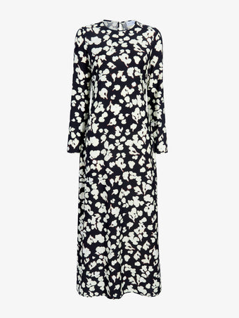 Proenza Schouler Still Life image of Waverly Dress in Printed Soft Twill in Black Floral