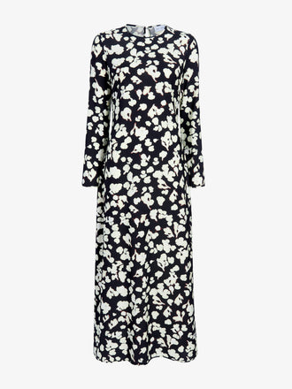 Proenza Schouler Still Life image of Waverly Dress in Printed Soft Twill in Black Floral