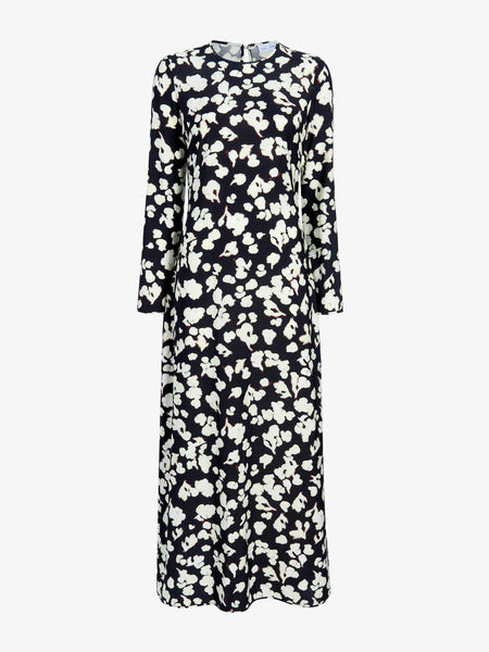 Waverly Dress in Printed Soft Twill Black Floral | Proenza Schouler White Label Official Site