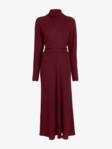 soren long sleeve shirt dress Soren Dress in Rib Crepe Wine