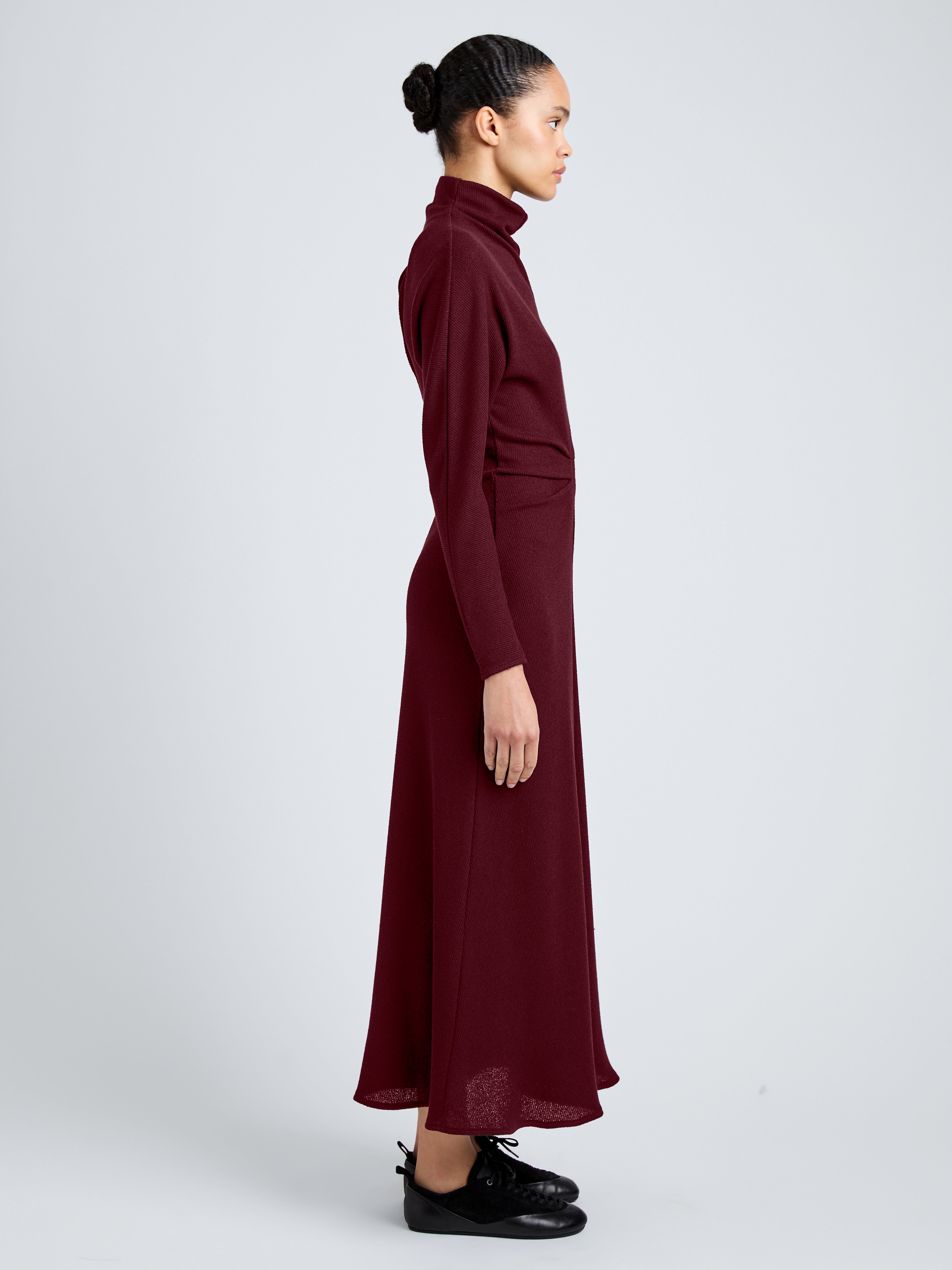 Proenza Schouler White Label Soren Dress in Rib Crepe - Wine