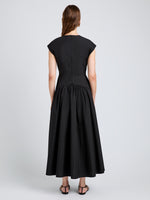 Proenza Schouler Back full length image of model wearing Nyssa Dress in Tech Cotton in Black
