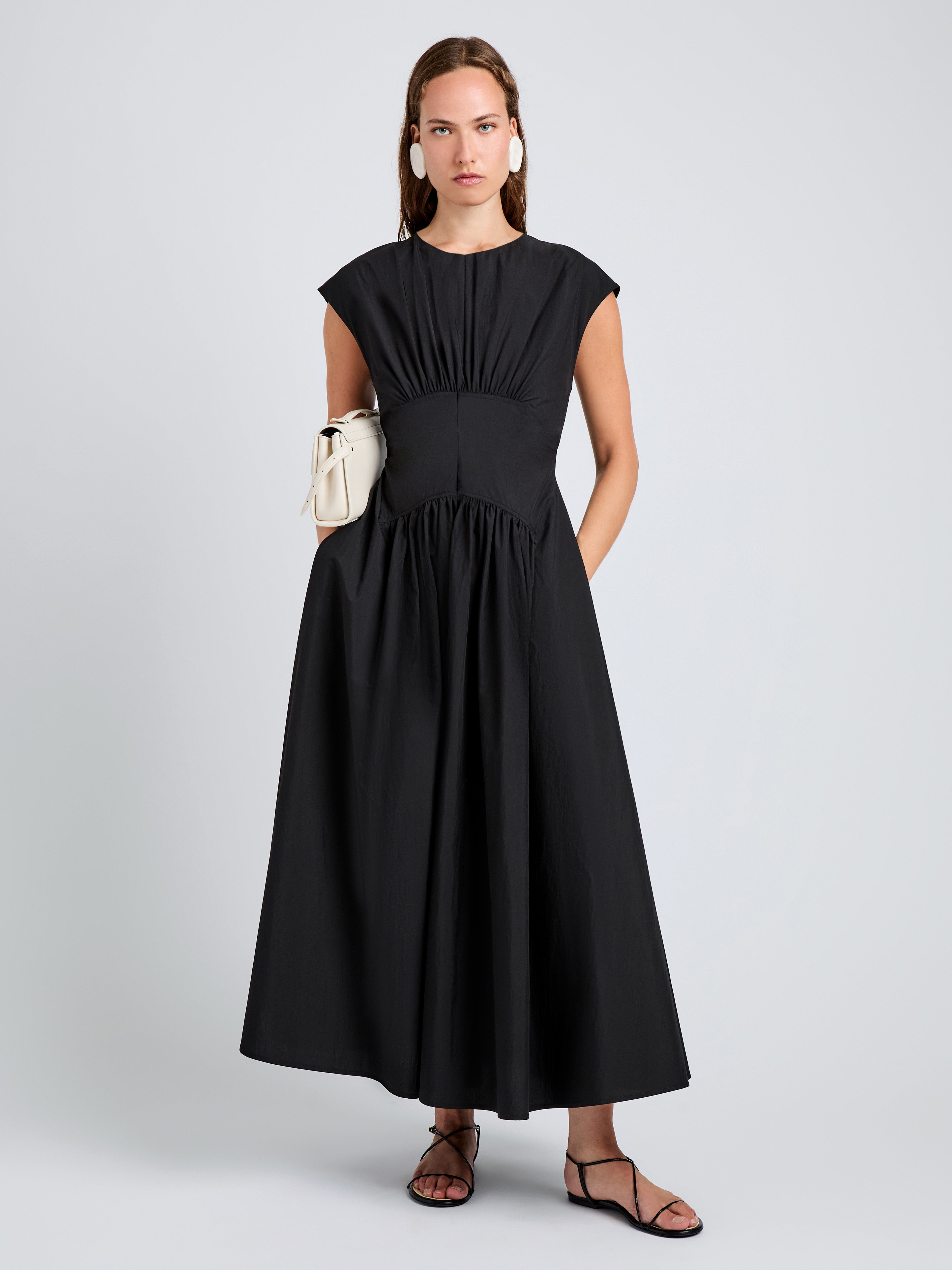 Proenza Schouler White Label Nyssa Dress in Tech Cotton - Black