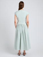 Proenza Schouler Back full length image of model wearing Nyssa Dress in Tech Cotton in Jade