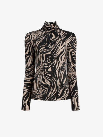 Proenza Schouler Still Life image of Audrey Top in Marble Jersey in Fawn Multi