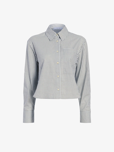 Proenza Schouler Still Life image of Olive Shirt in Check Shirting in Grey Multi