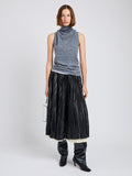 Proenza Schouler Front full length image of model wearing Cynthia Top in Wool Jersey in Grey Melange